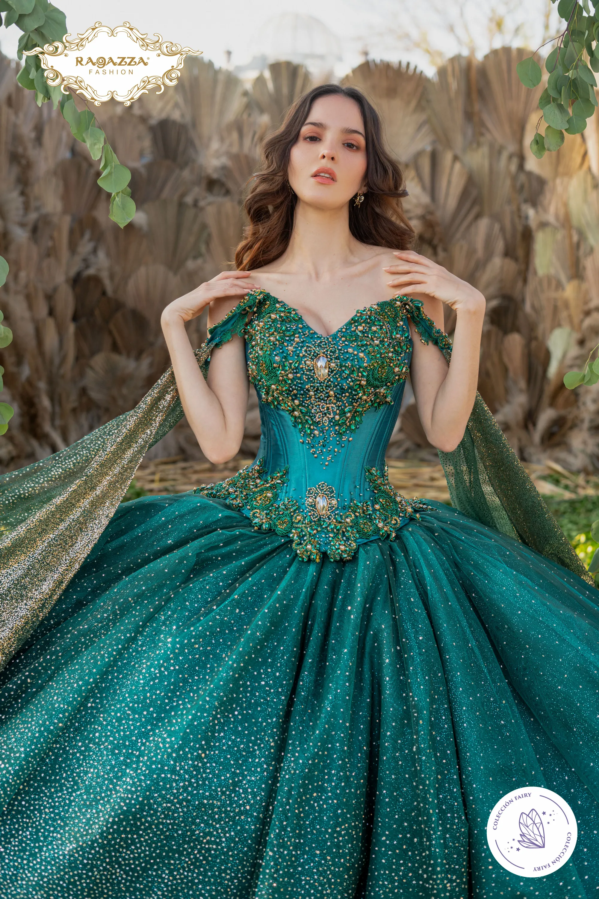 Thumbnail: CAPE SLEEVE QUINCEANERA DRESS BY RAGAZZA D84-584